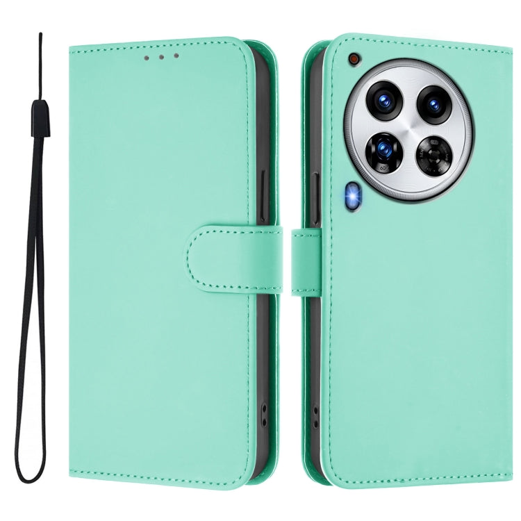 For Tecno Camon 30 Premier 5G Skin Feel Solid Color Leather Phone Case with Lanyard