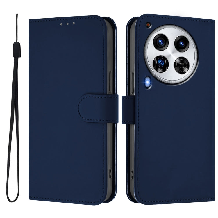For Tecno Camon 30 Premier 5G Skin Feel Solid Color Leather Phone Case with Lanyard