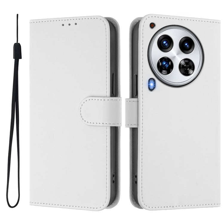 For Tecno Camon 30 Premier 5G Skin Feel Solid Color Leather Phone Case with Lanyard