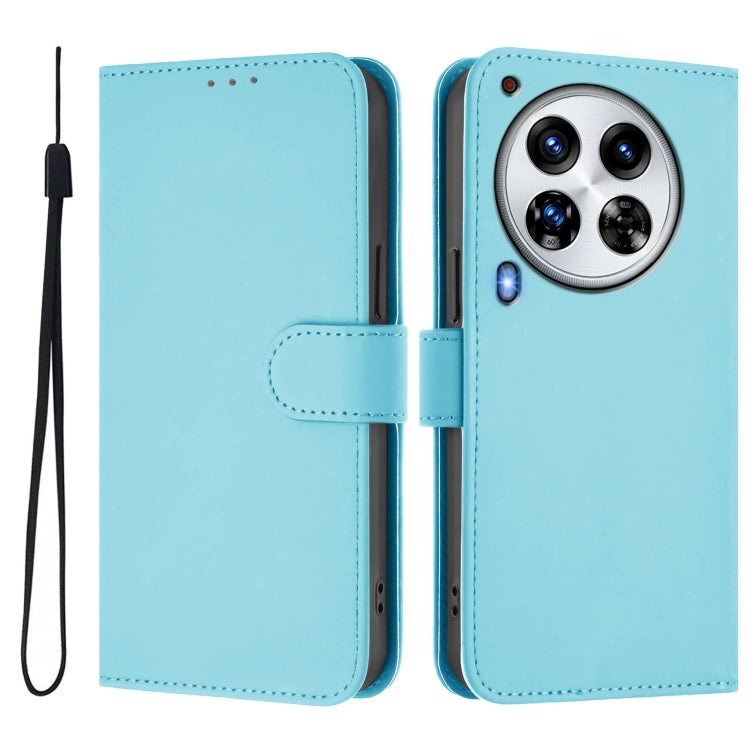 For Tecno Camon 30 Premier 5G Skin Feel Solid Color Leather Phone Case with Lanyard