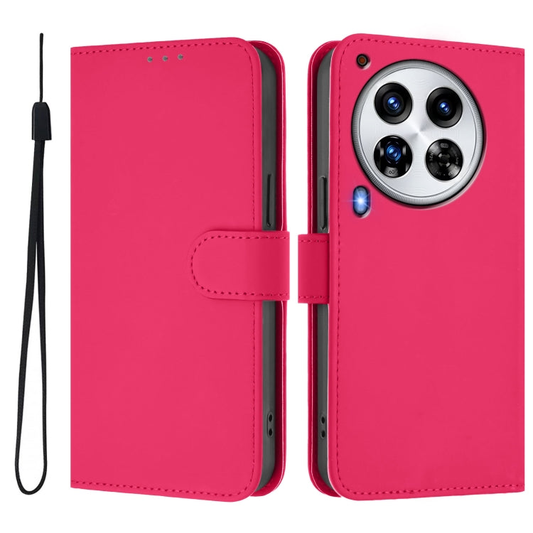 For Tecno Camon 30 Premier 5G Skin Feel Solid Color Leather Phone Case with Lanyard