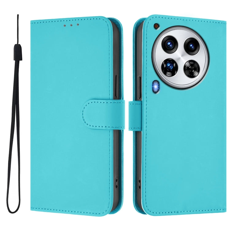 For Tecno Camon 30 Premier 5G Skin Feel Solid Color Leather Phone Case with Lanyard