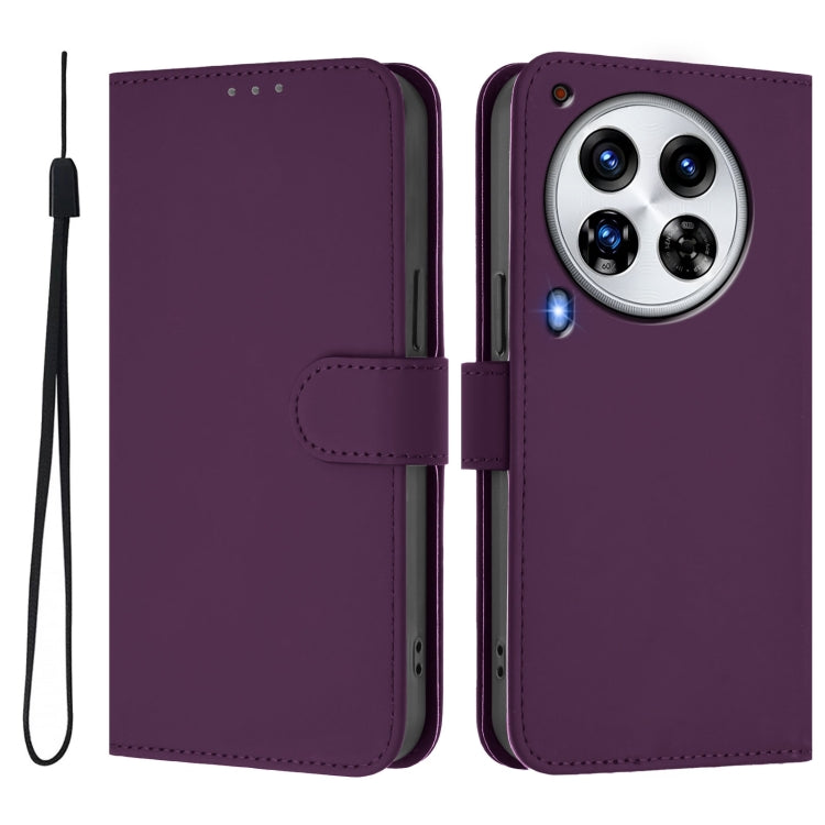 For Tecno Camon 30 Premier 5G Skin Feel Solid Color Leather Phone Case with Lanyard