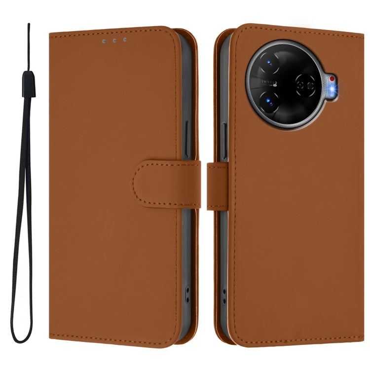 For Tecno Camon 30 Pro 5G Skin Feel Solid Color Leather Phone Case with Lanyard