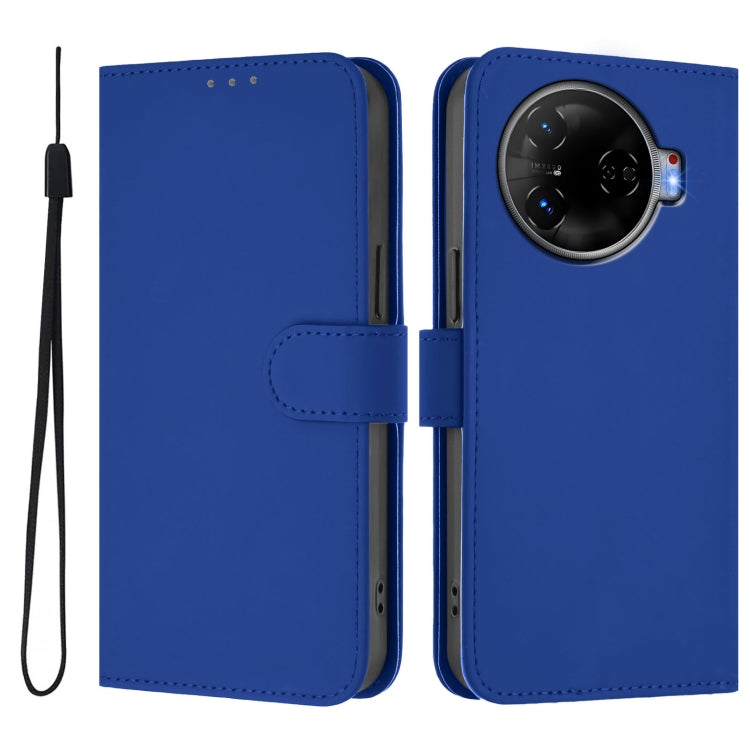 For Tecno Camon 30 Pro 5G Skin Feel Solid Color Leather Phone Case with Lanyard