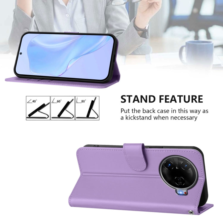 For Tecno Camon 30 Pro 5G Skin Feel Solid Color Leather Phone Case with Lanyard