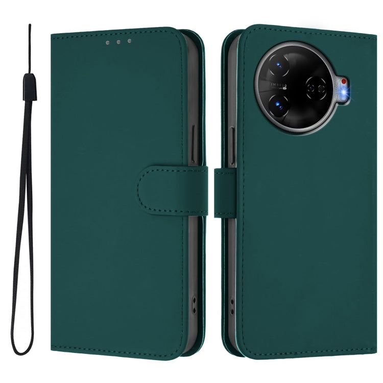 For Tecno Camon 30 Pro 5G Skin Feel Solid Color Leather Phone Case with Lanyard