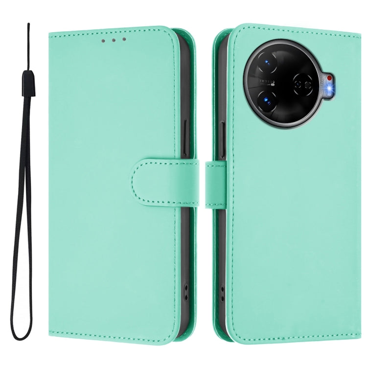 For Tecno Camon 30 Pro 5G Skin Feel Solid Color Leather Phone Case with Lanyard