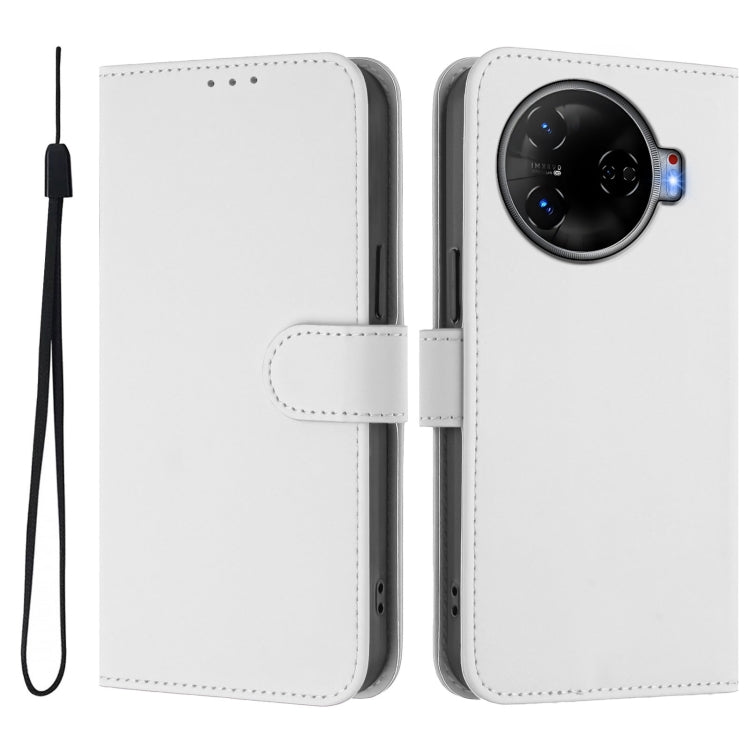 For Tecno Camon 30 Pro 5G Skin Feel Solid Color Leather Phone Case with Lanyard