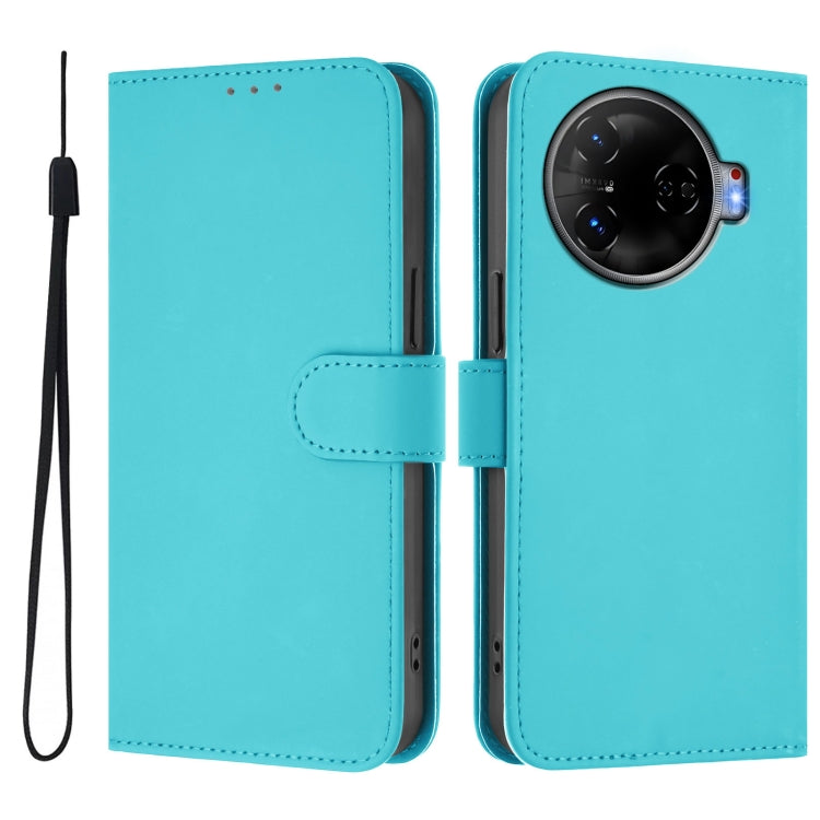 For Tecno Camon 30 Pro 5G Skin Feel Solid Color Leather Phone Case with Lanyard