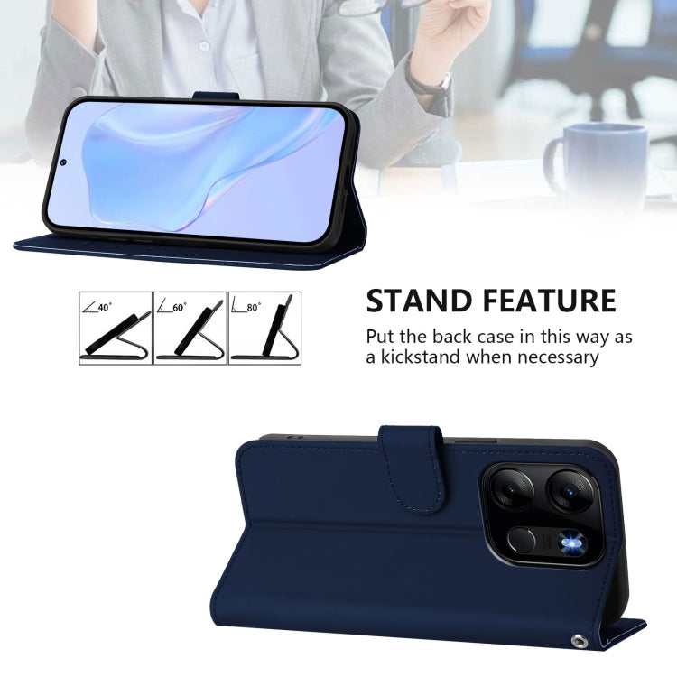 For Tecno Pop 7 / 7 Pro Skin Feel Solid Color Leather Phone Case with Lanyard