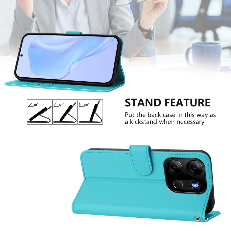 For Tecno Pop 7 / 7 Pro Skin Feel Solid Color Leather Phone Case with Lanyard