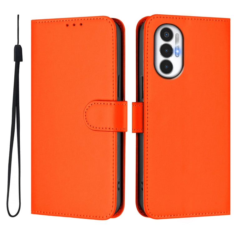 For Tecno Pova 3 Skin Feel Solid Color Leather Phone Case with Lanyard