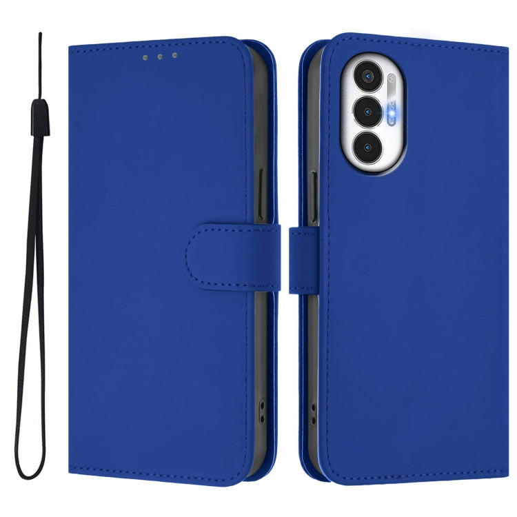 For Tecno Pova 3 Skin Feel Solid Color Leather Phone Case with Lanyard