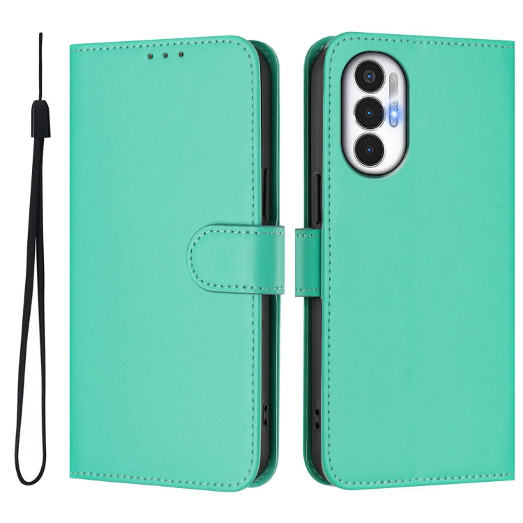 For Tecno Pova 3 Skin Feel Solid Color Leather Phone Case with Lanyard