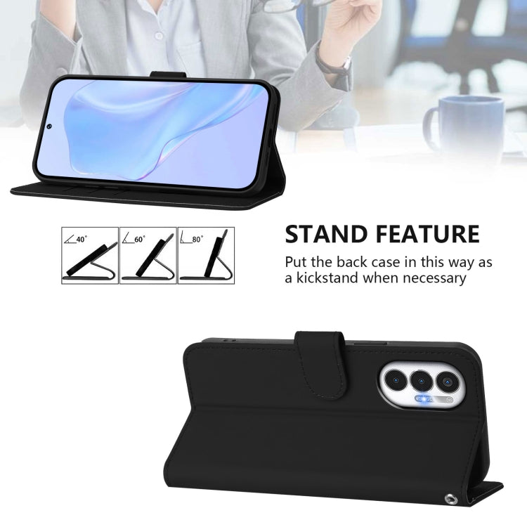 For Tecno Pova 3 Skin Feel Solid Color Leather Phone Case with Lanyard