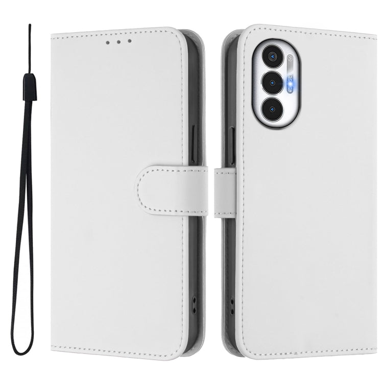 For Tecno Pova 3 Skin Feel Solid Color Leather Phone Case with Lanyard