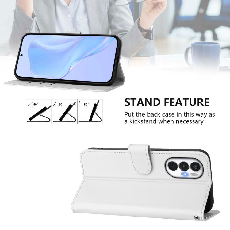 For Tecno Pova 3 Skin Feel Solid Color Leather Phone Case with Lanyard