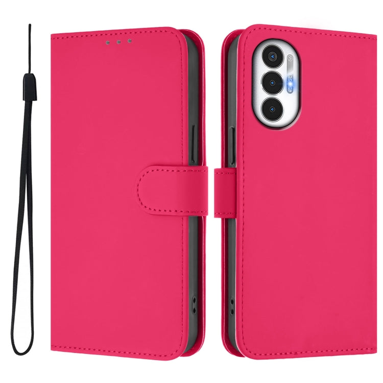 For Tecno Pova 3 Skin Feel Solid Color Leather Phone Case with Lanyard