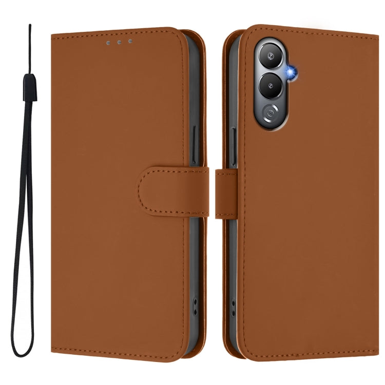 For Tecno Pova 4 Skin Feel Solid Color Leather Phone Case with Lanyard