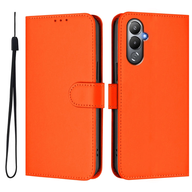 For Tecno Pova 4 Skin Feel Solid Color Leather Phone Case with Lanyard