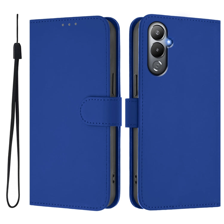 For Tecno Pova 4 Skin Feel Solid Color Leather Phone Case with Lanyard