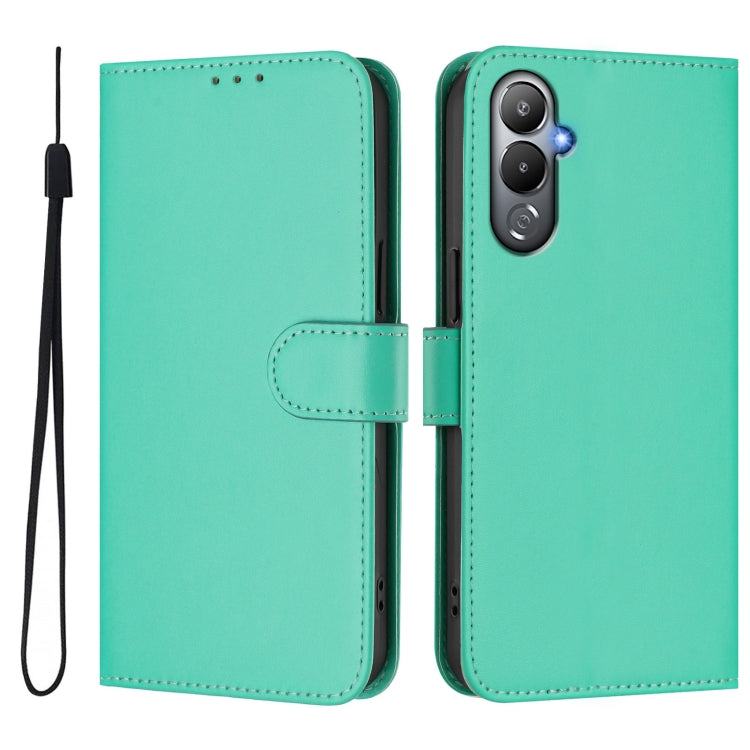 For Tecno Pova 4 Skin Feel Solid Color Leather Phone Case with Lanyard