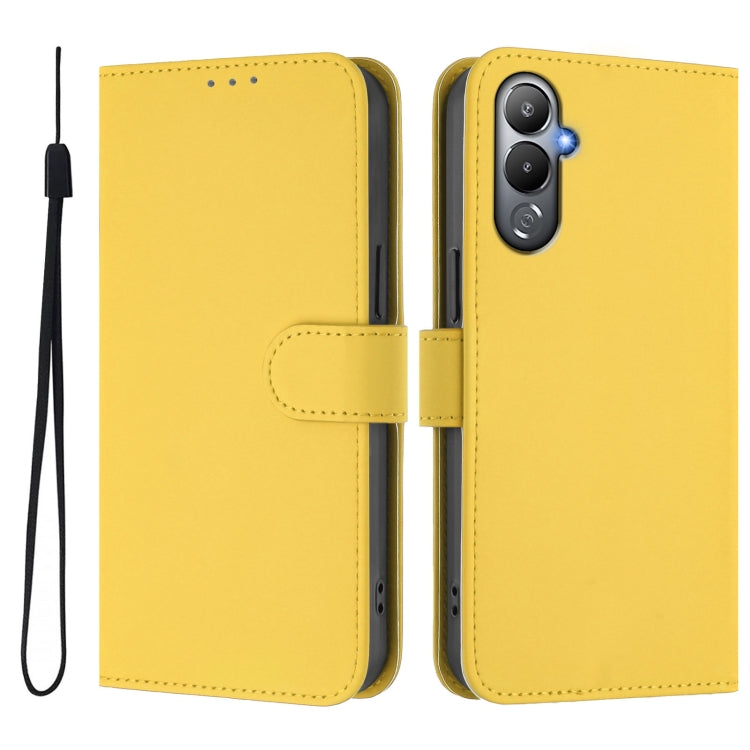 For Tecno Pova 4 Skin Feel Solid Color Leather Phone Case with Lanyard