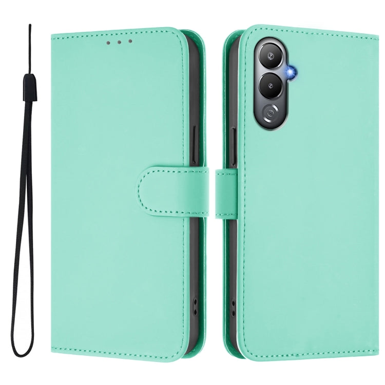 For Tecno Pova 4 Skin Feel Solid Color Leather Phone Case with Lanyard