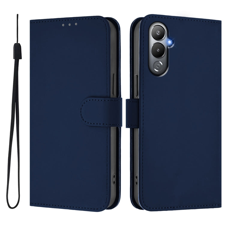For Tecno Pova 4 Skin Feel Solid Color Leather Phone Case with Lanyard