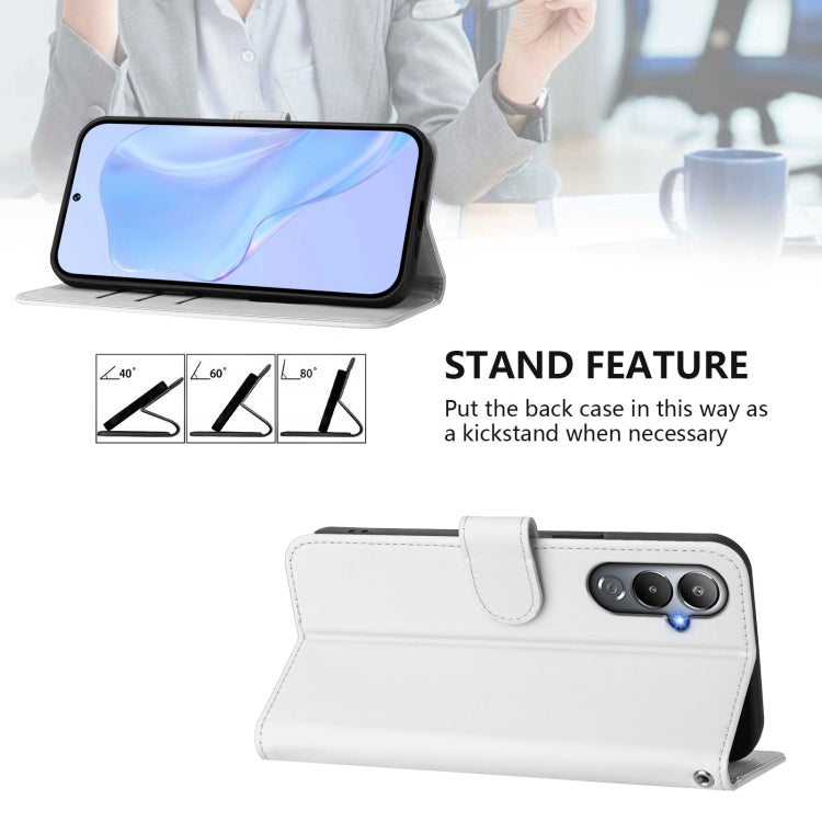 For Tecno Pova 4 Skin Feel Solid Color Leather Phone Case with Lanyard