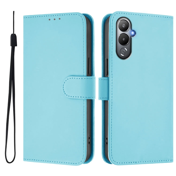For Tecno Pova 4 Skin Feel Solid Color Leather Phone Case with Lanyard