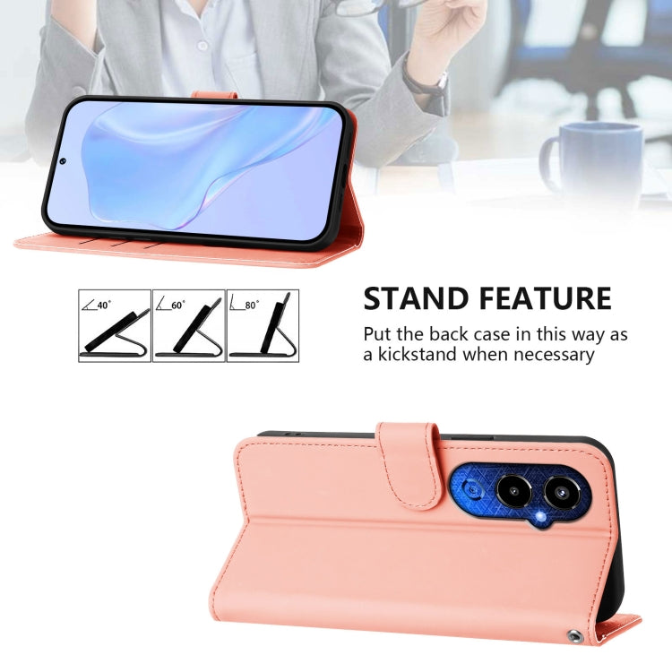 For Tecno Pova 4 Pro Skin Feel Solid Color Leather Phone Case with Lanyard