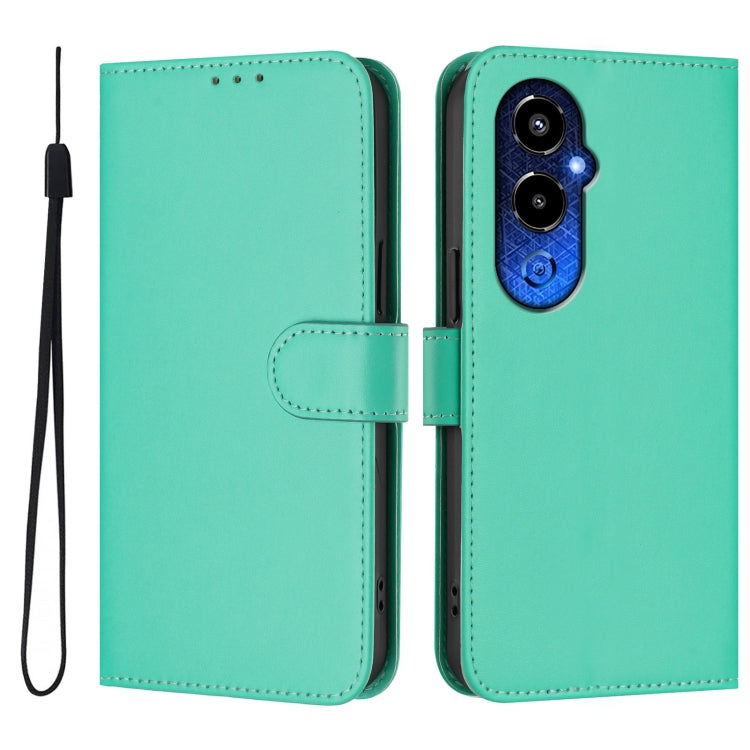 For Tecno Pova 4 Pro Skin Feel Solid Color Leather Phone Case with Lanyard