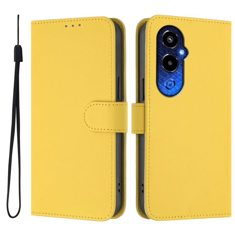For Tecno Pova 4 Pro Skin Feel Solid Color Leather Phone Case with Lanyard