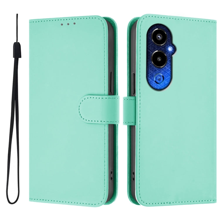 For Tecno Pova 4 Pro Skin Feel Solid Color Leather Phone Case with Lanyard