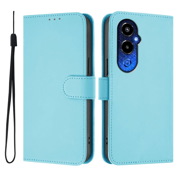 For Tecno Pova 4 Pro Skin Feel Solid Color Leather Phone Case with Lanyard