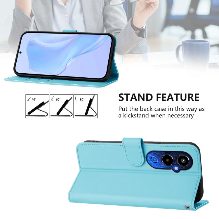 For Tecno Pova 4 Pro Skin Feel Solid Color Leather Phone Case with Lanyard