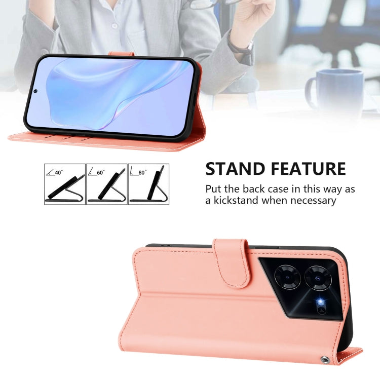 For Tecno Pova 5 Skin Feel Solid Color Leather Phone Case with Lanyard