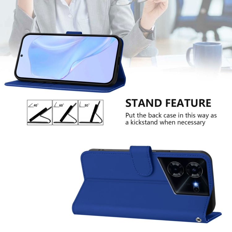 For Tecno Pova 5 Skin Feel Solid Color Leather Phone Case with Lanyard