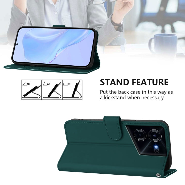 For Tecno Pova 5 Skin Feel Solid Color Leather Phone Case with Lanyard