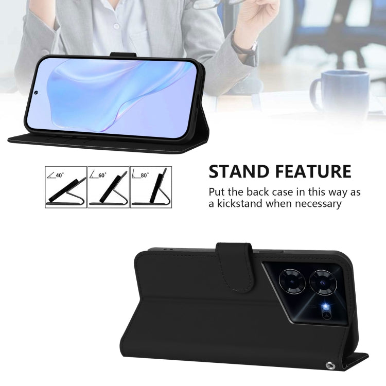 For Tecno Pova 5 Skin Feel Solid Color Leather Phone Case with Lanyard