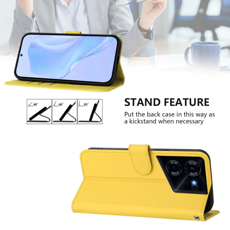 For Tecno Pova 5 Skin Feel Solid Color Leather Phone Case with Lanyard