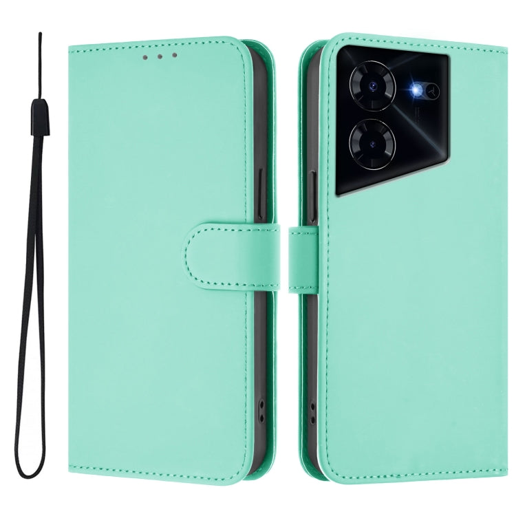 For Tecno Pova 5 Skin Feel Solid Color Leather Phone Case with Lanyard