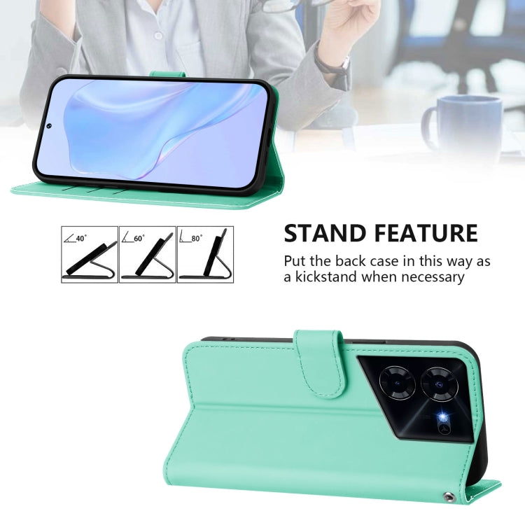 For Tecno Pova 5 Skin Feel Solid Color Leather Phone Case with Lanyard