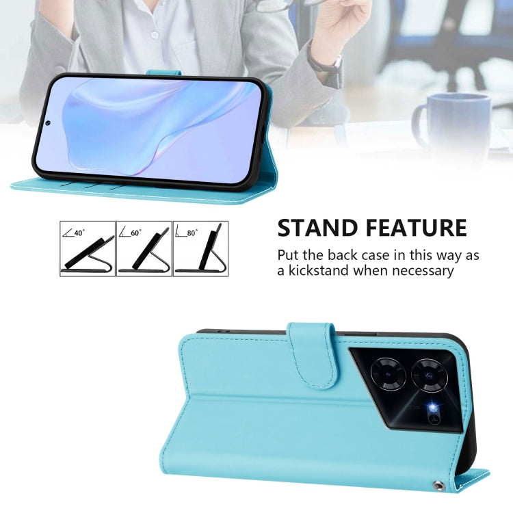 For Tecno Pova 5 Skin Feel Solid Color Leather Phone Case with Lanyard
