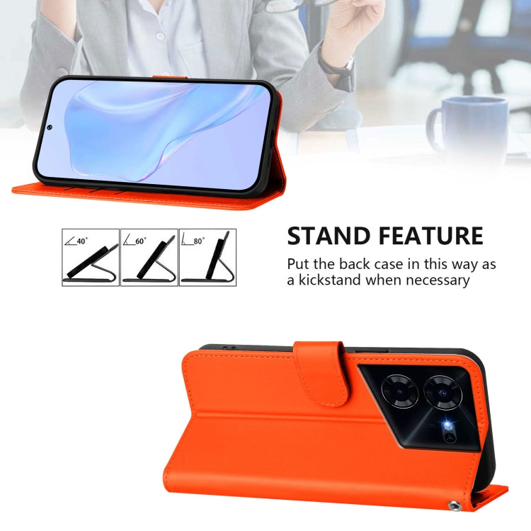For Tecno Pova 5 Pro 5G Skin Feel Solid Color Leather Phone Case with Lanyard