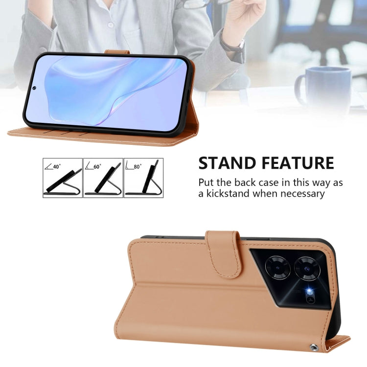For Tecno Pova 5 Pro 5G Skin Feel Solid Color Leather Phone Case with Lanyard
