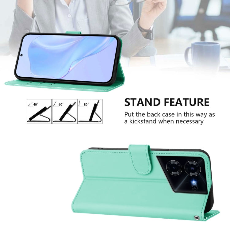 For Tecno Pova 5 Pro 5G Skin Feel Solid Color Leather Phone Case with Lanyard