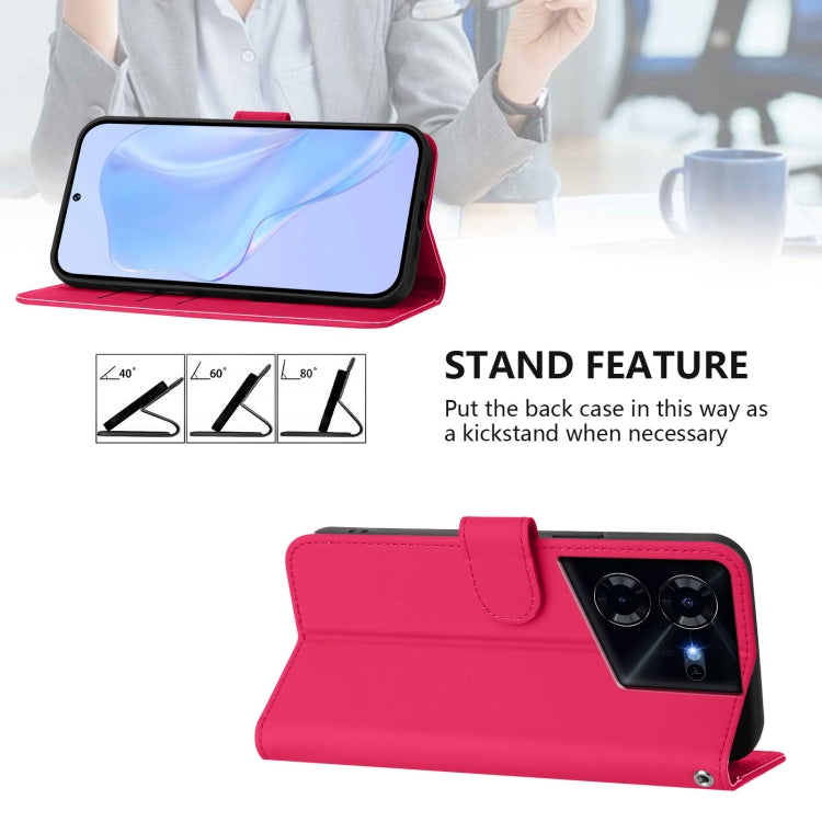 For Tecno Pova 5 Pro 5G Skin Feel Solid Color Leather Phone Case with Lanyard